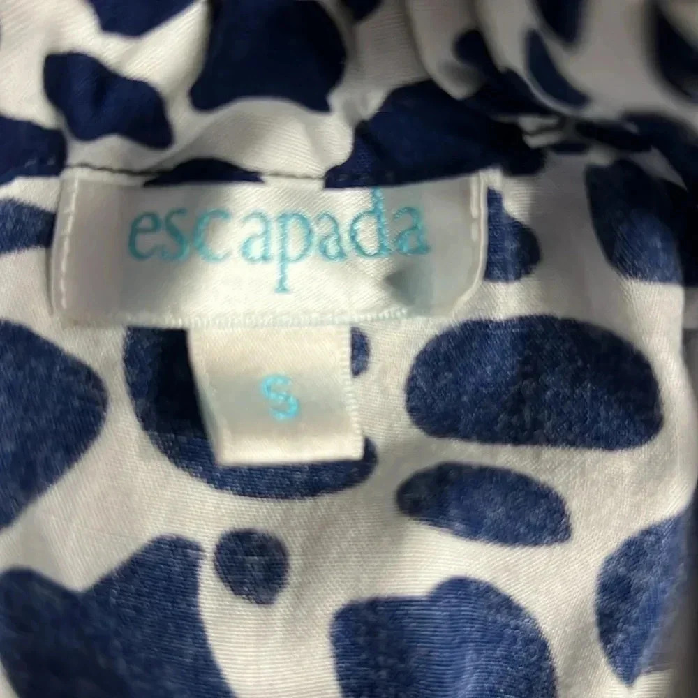 Escapada navy drawstring sleeveless printed small top - Picture 3 of 4